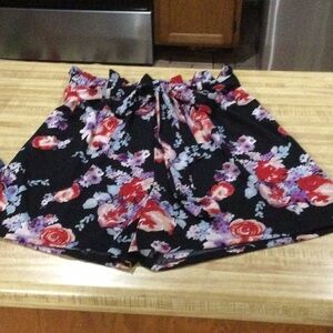 LuLaRoe Black Floral High Waist Shorts